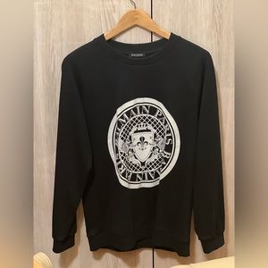 Balmain Black Flocked Coin Sweatshirt